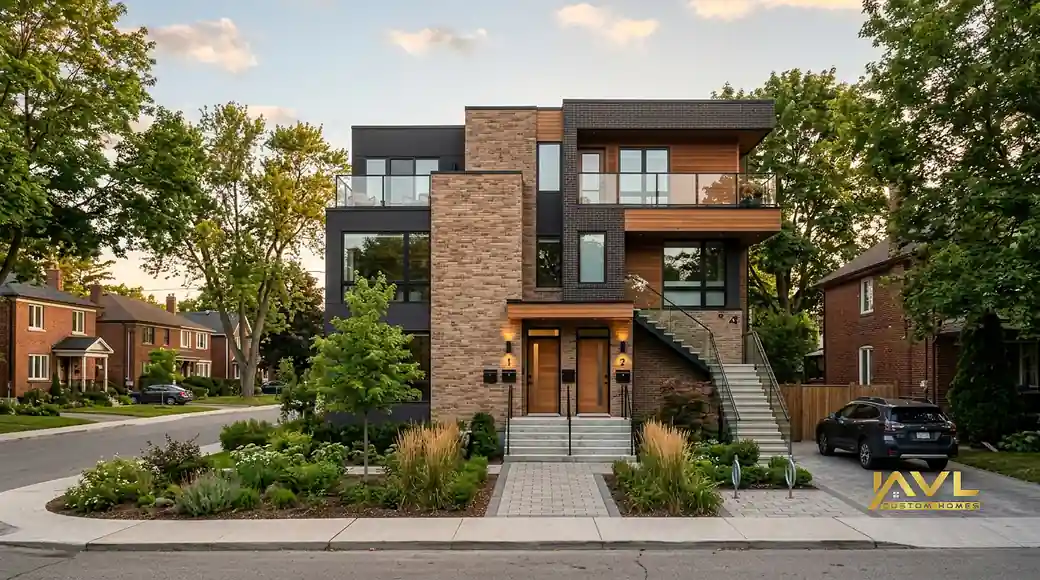 Modern fourplex multiplex in Toronto — low-rise multi-unit design-build by AVL Custom Homes